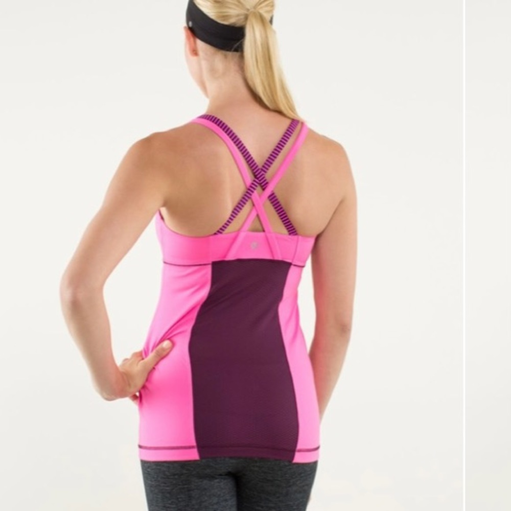 Pink & Plum Striped Lululemon Energy Tank, 10